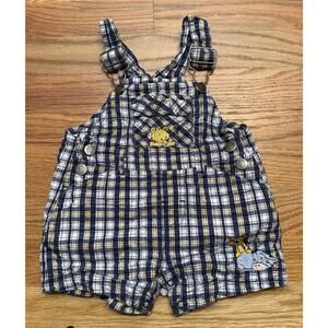 Vintage Walt Disney Winnie The Pooh Plaid Overalls Y2K Embroidered 6/9 M